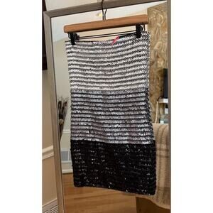 A’Gaci Silver and Black Sequin Mini Skirt